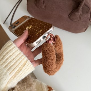Làm Giàu 3D Ngựa Vàng Sóng Điểm Nâu Sang Trọng Wrsitband Ốp Lưng Điện Thoại iPhone 17Promax 14 15 16 Pro Max 13 Vỏ Di Động Nữ Chống Sốc Như Ống Kính 17Pro