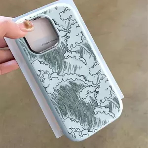 Màu xanh dòng sóng cho 16 17 trường hợp điện thoại 14 15 11 Mũm mĩm iPhone 13 khung kim loại 7p 8p