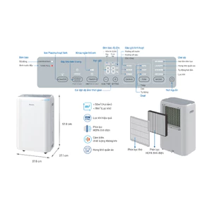 Máy lọc không khí hút ẩm Daikin JPF12AV2 - Tạo ion diệt khuẩn - Bảo hành chính hãng 12 tháng