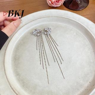 [KJ] Kẹp tai tua rua dài thời trang sáng bóng Zircon Moon Star Không xỏ khuyên Bông tai thiết kế hợp thời trang Trang sức dự tiệc dành cho nữ sang trọng [Mới]