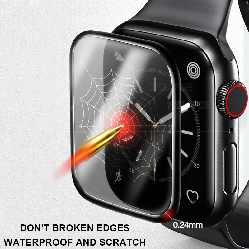 Kính cường lực bề mặt cong Phim bảo vệ viền đen tổng hợp cho Apple Series 123 456SE 7 8 9 10 11 38mm 42mm 40mm 44mm 41mm 45mm 46mm cho Apple Watch Ultra 2 3 49mm