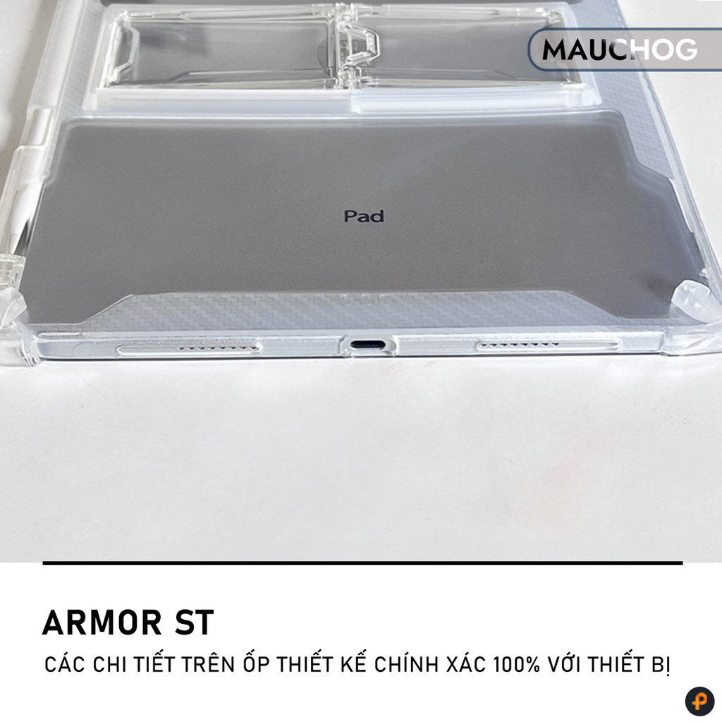 Ốp Trong Suốt Tích Hợp Giá Đỡ Khay Đựng Bút Cho iPad Pro M4 M2 M1 Air 7 6 5 4 Gen 11 10 Mini 7 6