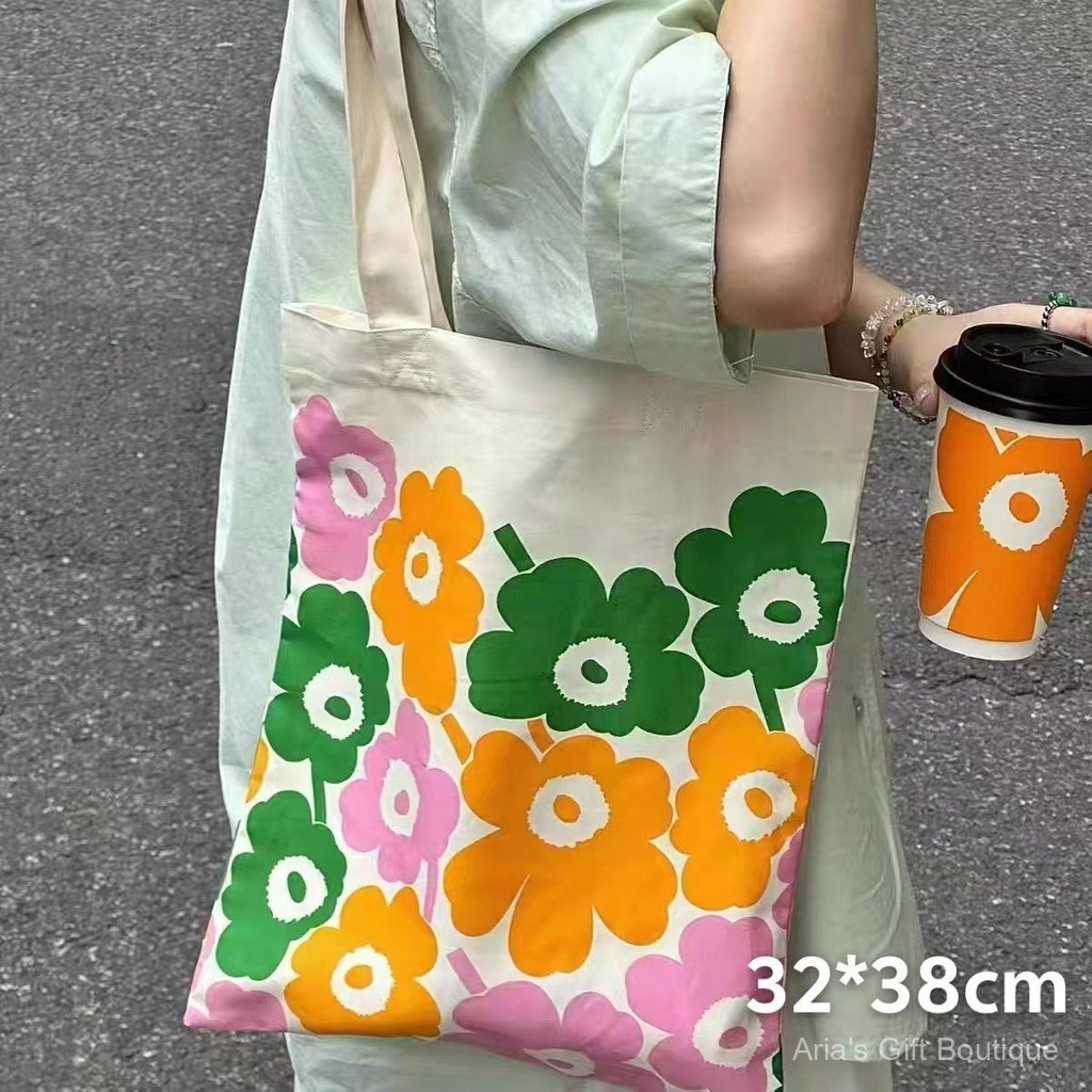[Aria-G1] Túi vải Cotton mỏng một vai Túi mua sắm di động Dung tích lớn