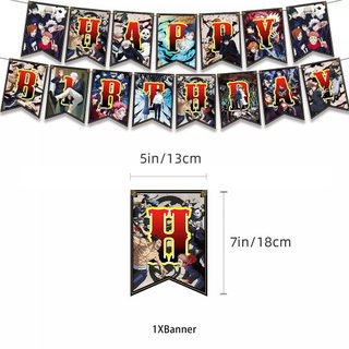 Jujutsu Kaisen Theme kids birthday party decorations banner cake topper balloon set