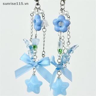 SSVN Dễ Thương Ngọt Ngào Xanh Tulip Nơ Bướm Ngôi Sao Dây Điện Thoại Dây Ccd Phụ Kiện Máy Ảnh Nữ Tính Móc Khóa Mặt Dây Chuyền Túi Treo Đồ Trang Trí Quà Tặng.