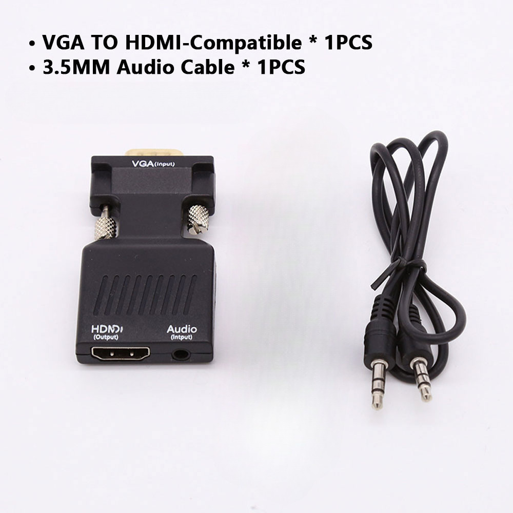 【COD】Đầu chuyển HDMI sang VGA tương thích 1080P, cấp nguồn 5V DC, truyền tải cả hình ảnh và âm thanh chất lượng cao.