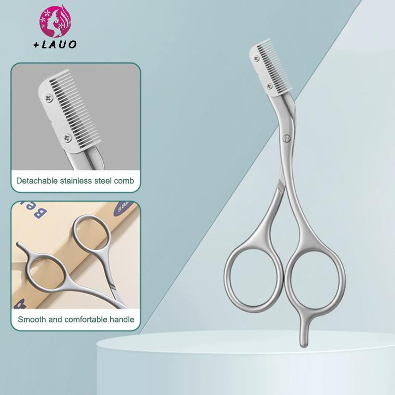 Kéo định hình lông mày 2 trong 1 Springevenstar Withbs, thép không gỉ, kèm chải lông, dụng cụ làm đẹp chuyên nghiệp
