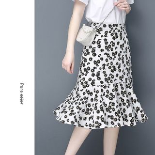 Váy Đuôi Cá Cao Mùa Hè Phong Cách Mới Một Mảnh Chấm Bi Váy Voan Không Đều Ren-Up Váy Ôm Hơn Nhìn Phong Cách Dài