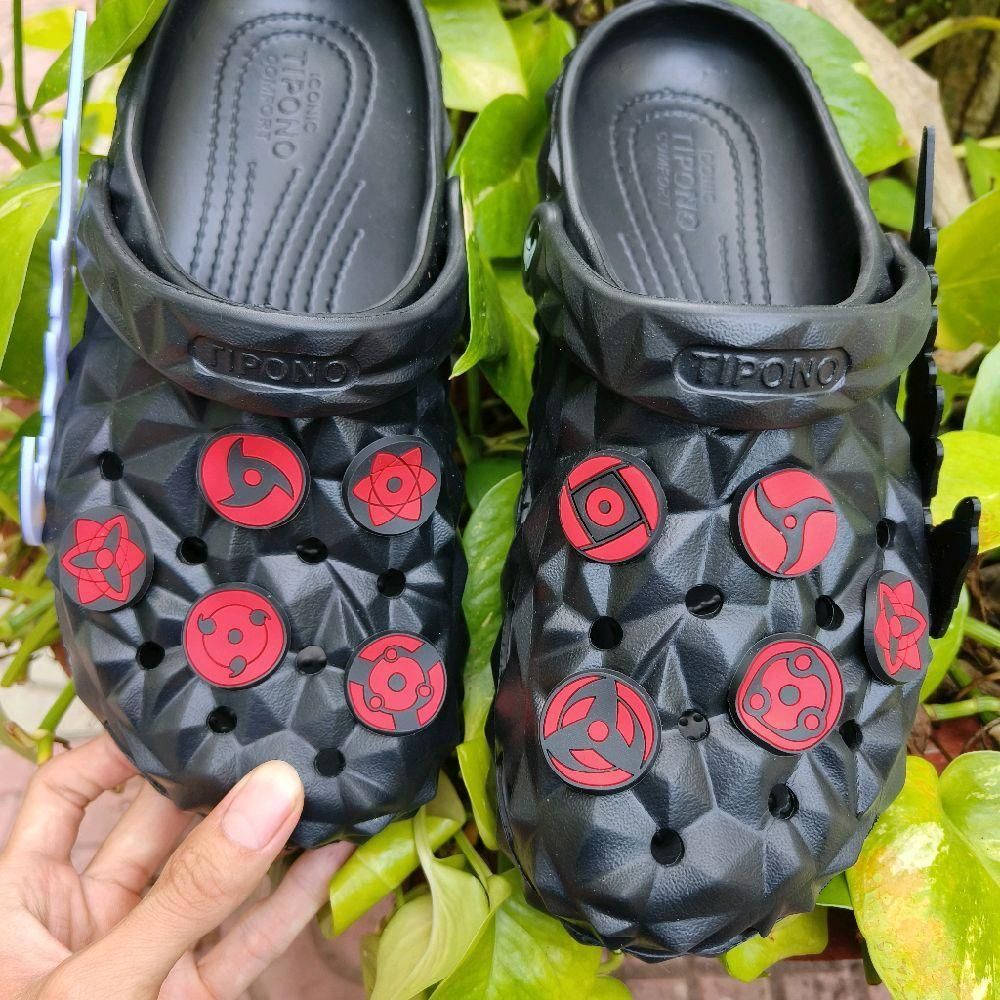 Set charm gắn dép cross SHARINGAN, Nút gắn sticker Anime Naruto trang trí hoạt hình CROSS TREND