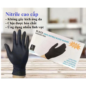 Găng tay đen cao su không bột 1 hộp/100 chiếc-Đen Nhám Thẩm Mỹ Spa Phun Xăm Hàng，Đảm bảo sai số ≤ 2