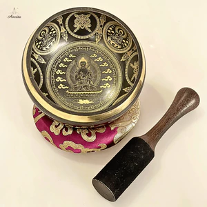 Chuông xoay Nepal 13 cm Hoa Văn Dược Sư Lưu Ly Quang Vương Phật - CXNP274