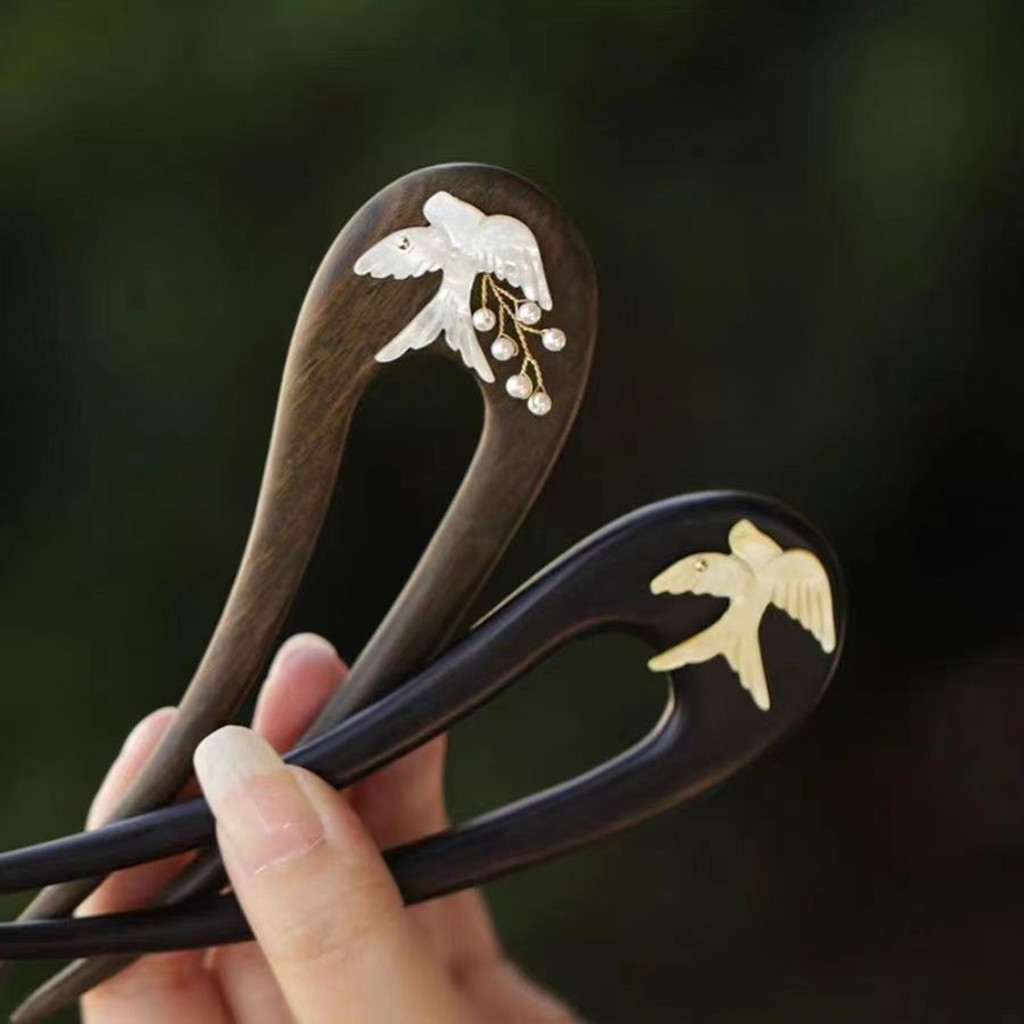 Kẹp Tóc Hình Chữ U Gỗ Phong Cách Truyền Thống Trung Quốc - Phụ Kiện Tóc Vintage