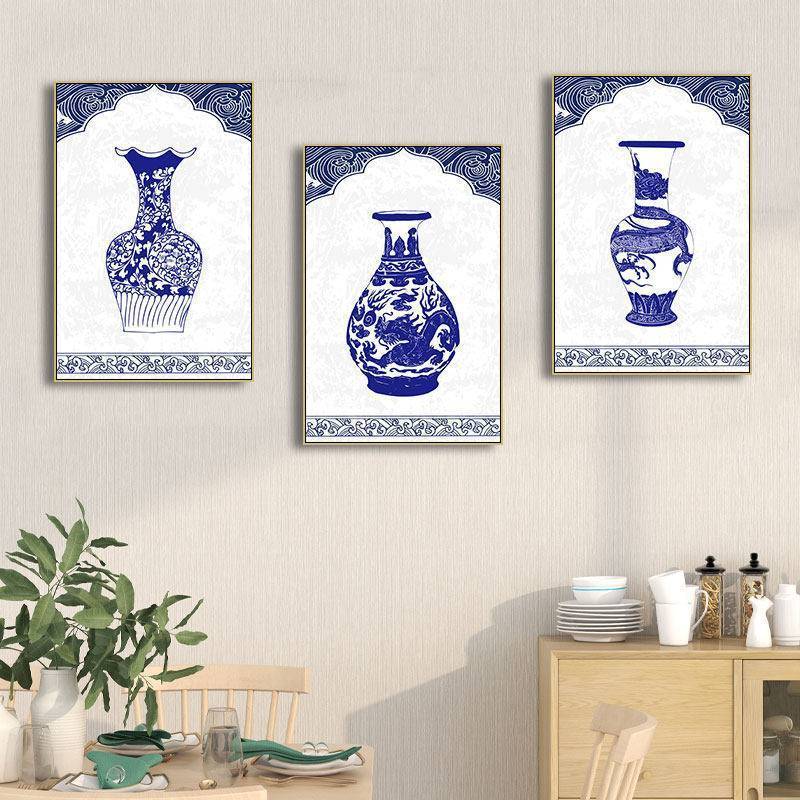 Trung Quốc Xanh Trắng Sứ Canvas Tranh Treo Tường Nghệ Thuật Cho Phòng Khách Học Lẩu Nhà Hàng Cổ Cửa Hàng Trang Trí Unframed