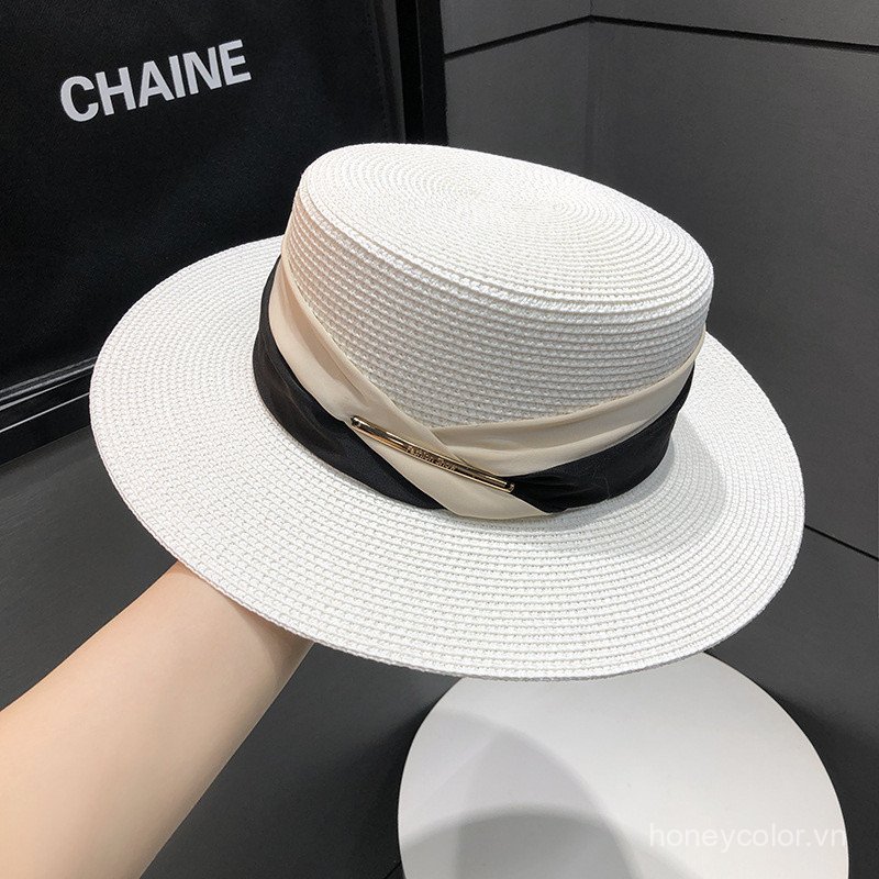 Mũ mùa hè nữ kiểu Anh mới Mũ chống nắng thanh lịch nhẹ sang trọng Mũ mát mẻ ngoài trời chống nắng Mũ rơm