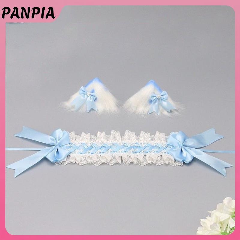 Băng đô quấn tóc handmade nơ ren tai mèo, phù hợp cho cosplay phong cách Gothic-Kawaii