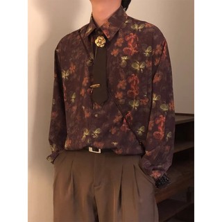 Áo sơ mi nam ESEA dài tay phong cách retro Nhật Bản in hoa thoáng khí thiết kế phong cách Hồng Kông