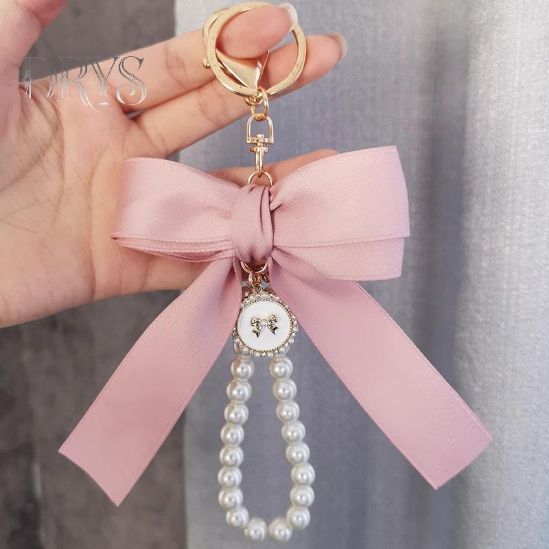(TFT) Túi Chìa Khóa Mặt Dây Chuyền Phụ Kiện Ngọc Trai Giả Nơ Móc Khóa Vòng Tay Đính Hạt Dễ Thương Móc Chìa Khóa Cho Túi Ví Bapa Xe Charm Ruy Băng MỚI