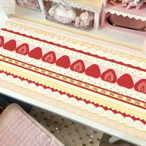 Tấm lót bàn AWNGD, Khăn trải bàn hoạt hình bánh dâu tây, Vải lanh chống trượt cổ điển Quà tặng Đạo cụ ảnh Trang trí máy tính để bàn