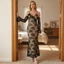 MAPLEPOET-Nữ Ruffles Trim Off-Shoulder Tay áo hở vai Váy ren hoa