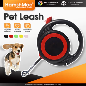 HamshMoc Pet Dây Xích Có Thể Thu Vào Tự Động Khóa Phanh Không Rối Dây Hình Chữ U Ổ Cắm Tay Cầm Thoải Mái