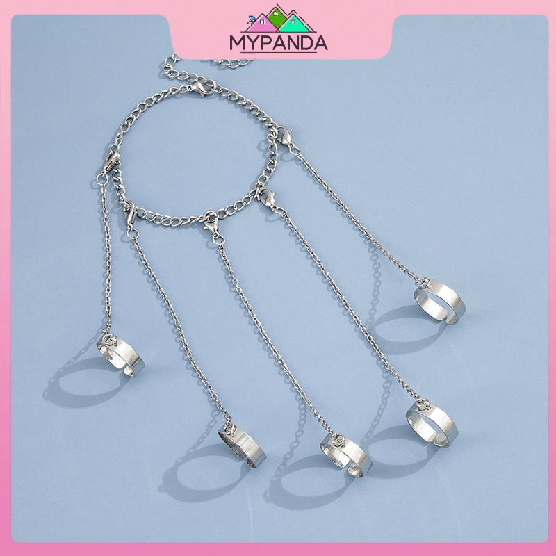 MYPANDA Punk Hình Học Dây Xích Vòng Tay và Nhẫn Cặp Đôi Quyến Rũ, Thời Trang - quà tặng hoàn hảo.