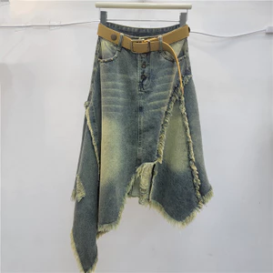 Váy denim nữ form A-line thiết kế retro cao cấp