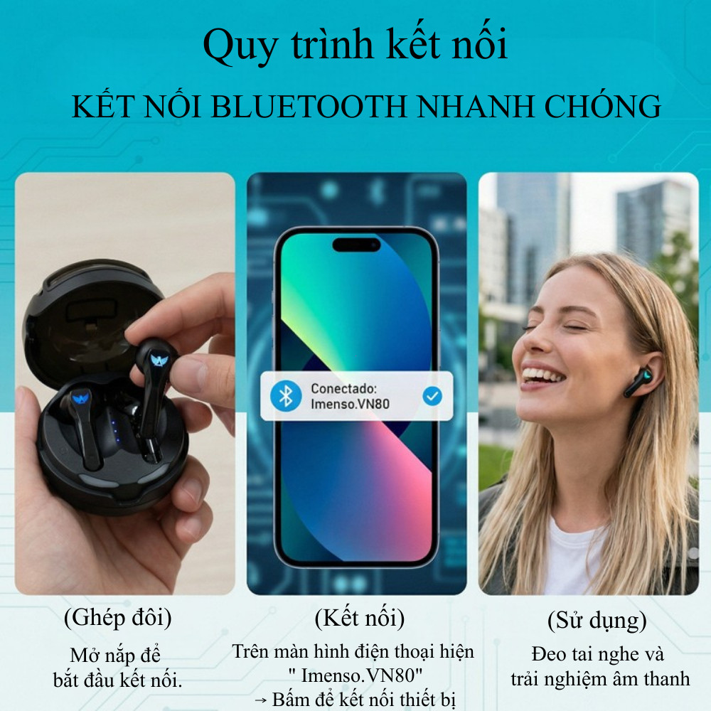 Tai nghe Gaming Bluetooth Chống Ồn 5.3 - Tai nghe không dây hỗ trợ chơi game độ trễ cực thấp