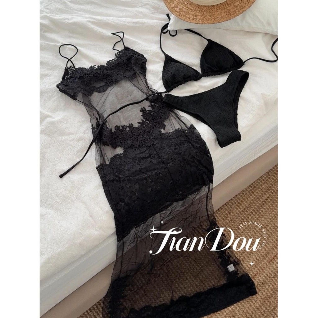 Bikini Ba Mảnh Chia Váy Dài Đồ Bơi Cô Gái Nóng Ren