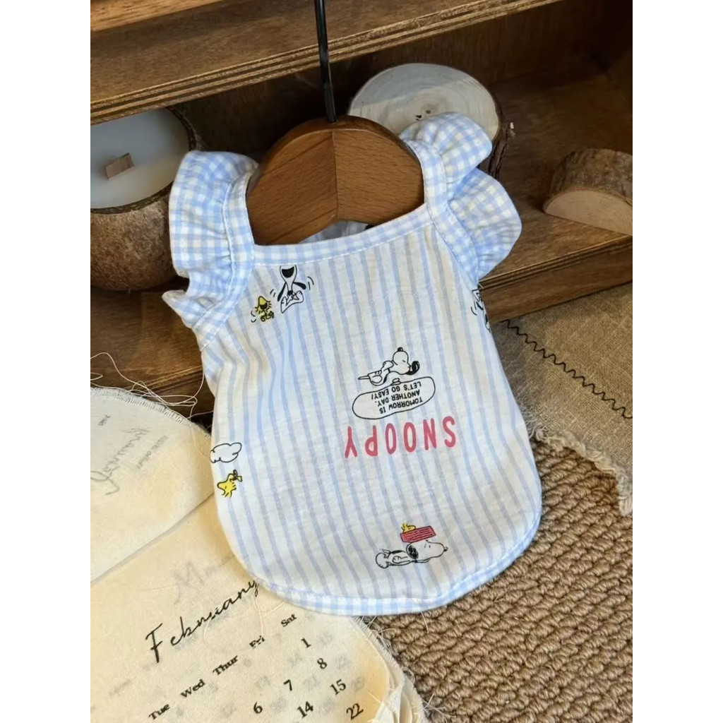 Snoopy Pet Xù Quần áo sọc Teddy Quần áo Vest chó nhỏ