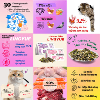 Thức ăn cho mèo hạt LINGYUE 1.5kG vị gà & thịt chim bô câu hạt cho mèo hỗ trợ hệ tiêu hóa, ăn ngon