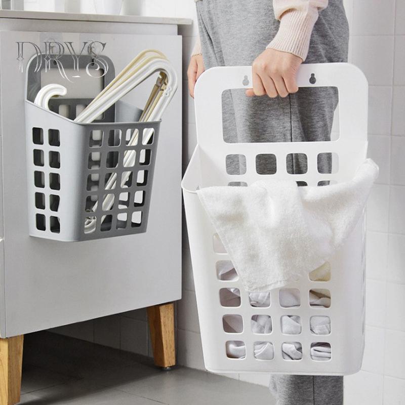 (TFT) Treo Giỏ Giặt Bẩn Giỏ Chứa Đồ Giá Đỡ Người Tổ Chức Nắp Thùng Treo Tường Lỗ Thoát Nước Phòng Ngủ Trẻ Em Phòng Khách MỚI