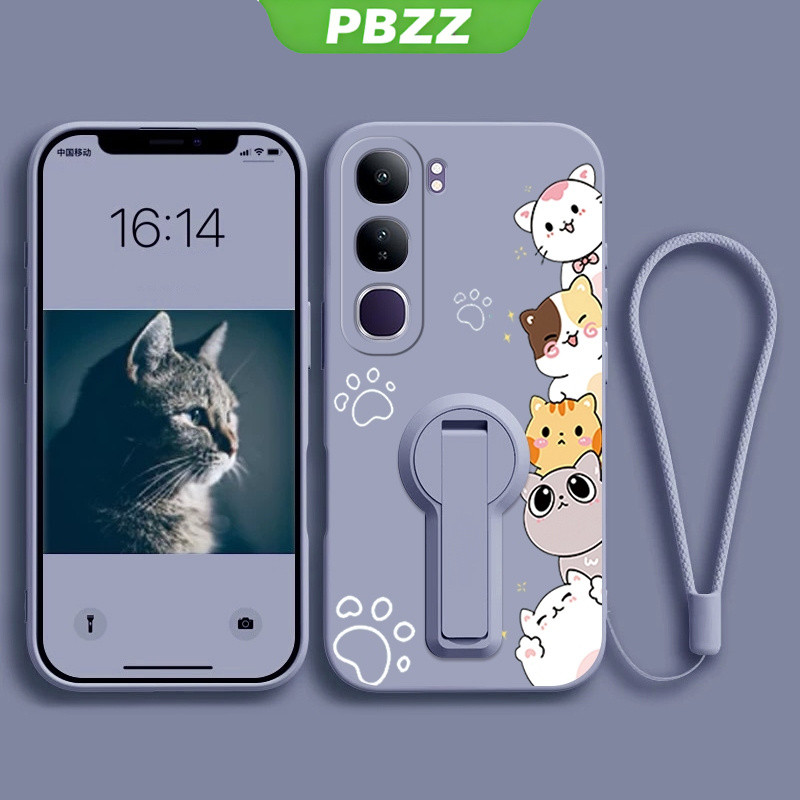 Ốp điện thoại VIVO V40 Lite, y19s 4G, y29s, y04, Y29 4G, V50 Lite 5G, silicon chống sốc, thiết kế mèo hoạt hình, có giá đỡ ytxzdzmm01