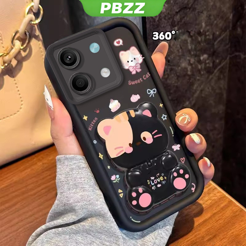Ốp Lưng Cho xiaomi poco x6 PRO 5g poco M6 PRO 4G redmi 13c 5g poco M6 5g F6 PRO Vỏ Điện Thoại Vỏ Mềm Chống Sốc Thiết Kế Mới Thẩm Mỹ Mèo Hoạt Hình Có Giá Đỡ Cho Gương JTMMZJ01