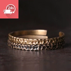 Vòng tay kim loại retro handmade châu Âu và Mỹ, màu đồng, điều chỉnh được cho nam và nữ