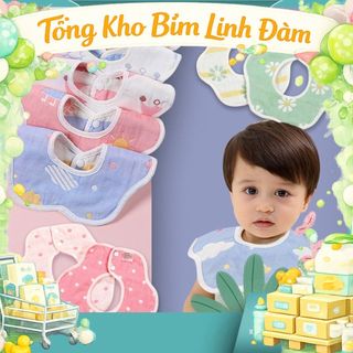 Yếm tròn xoay cho bé, yếm xô tròn hoa sáng màu 2 Mặt Xoay 360 Độ 6 lớp THẢO NHI KID