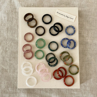 Nhẫn đá pha lê nhiều màu phong cách Hàn Quốc, thiết kế handmade, kiểu dáng đơn giản, đa năng
