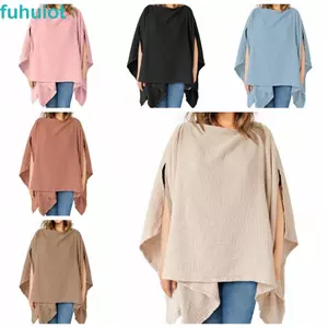 FUHUIOT Cho Mẹ Điều Dưỡng, Quần Áo Cho Ăn 2 Trong 1 Màu Trơn, Chăn Cotton Mềm Mại Đa Năng Thoáng Khí Ngoài Trời