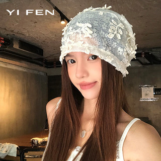 YI FEN Pháp Ren Hoa Đầu Mũ Nữ Mùa Hè Mỏng Phong Cách Rỗng Mũ Chui Đầu Thời Trang y2k Khí Quyển Nắp Cọc