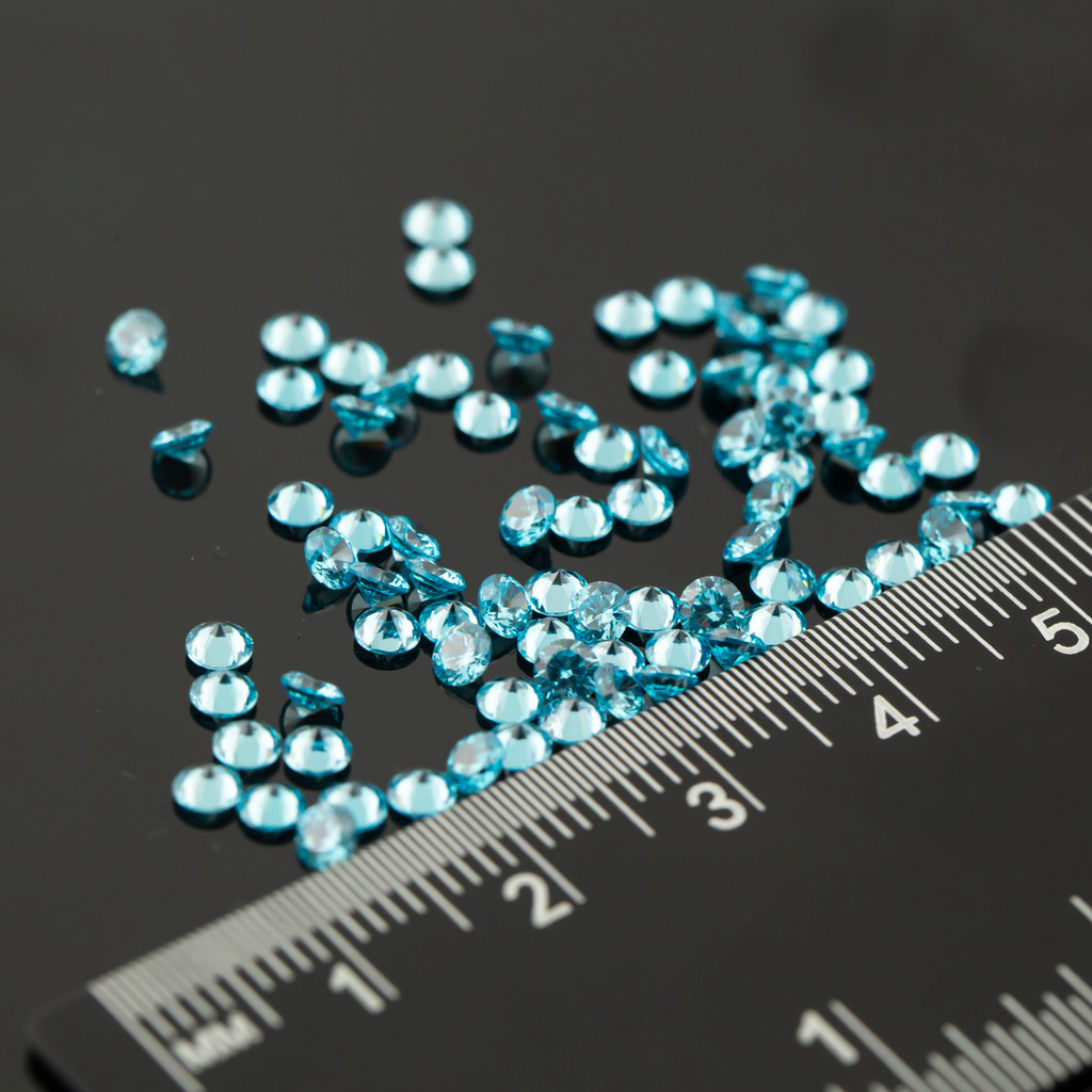 Đá Cắt Hình Tròn 5A Xanh Biển 1.0mm đến 3.0mm - Zirconia Cubic cho Trang Sức DIY