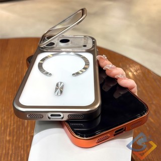 Ốp điện thoại giá đỡ ống kính trong suốt vô hình sang trọng cho IPhone 17 Pro Max 17 Pro 17 bảo hiểm toàn diện Bảo vệ Camera Vỏ trong suốt từ tính Vỏ chống sốc