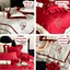 Bộ vỏ chăn ga gối 4 món lụa cưới tone đỏ cực sang MemminbeddingLuxury mang họa tiết hoa thêu nổi cực bền