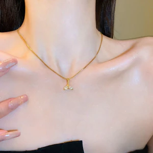 Dây Chuyền Màu Vàng Hình Nàng Tiên Cá Đuôi Kim Cương Giả Mặt, Phù Hợp Trang Sức Hàng Ngày Thanhh Lich