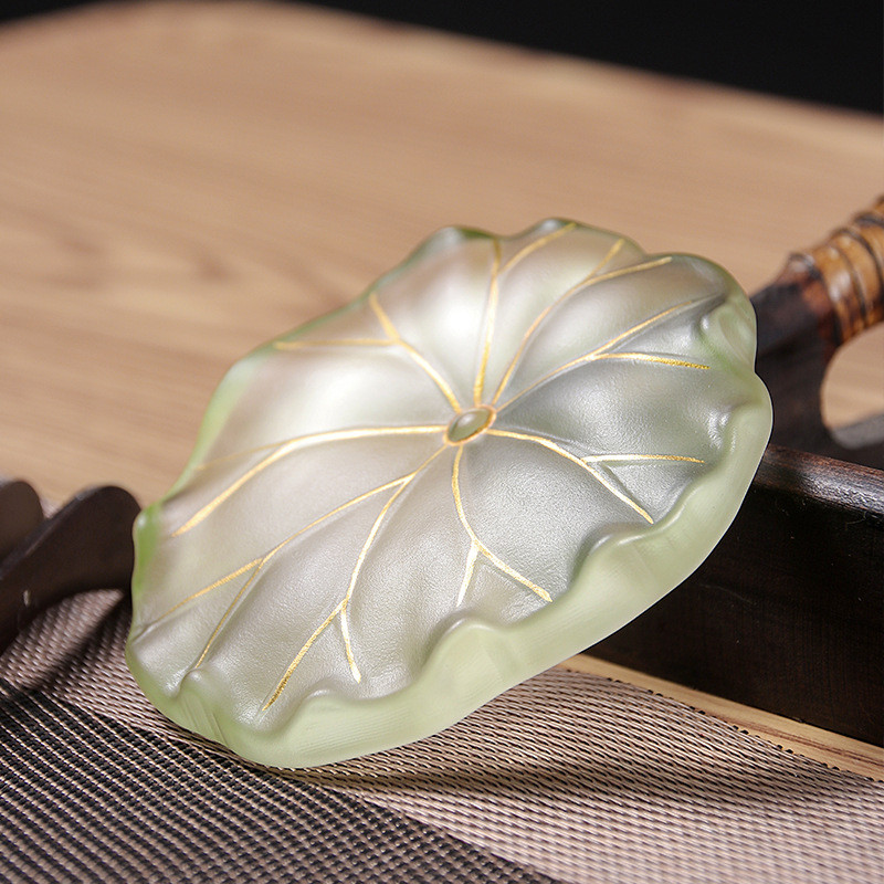 Phong Cách Trung Hoa Lá Sen Thủy Tinh Trà Coaster Dày Cách Nhiệt Trà Giữ Chậu Sen Master Cup Chống bỏng Phong Cách Trung Hoa Mới