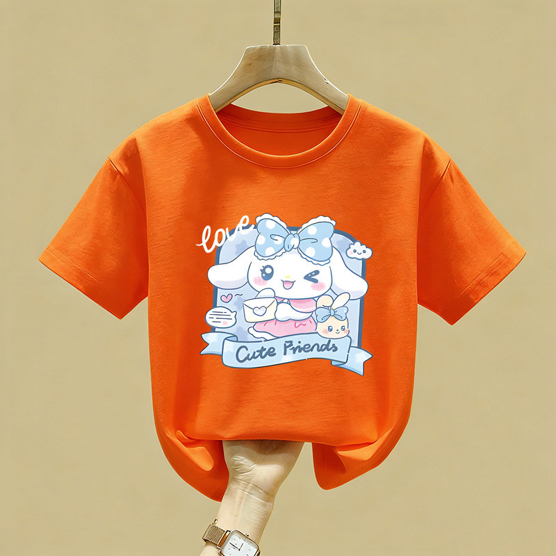 Cinnamoroll Dễ Thương Bạn Bè Đồ Họa Áo In Hình Nhân Vật Dễ Thương Cổ Tay Ngắn Top Hợp Thời Trang Kawaii Thời Trang Để Mặc Hàng Ngày