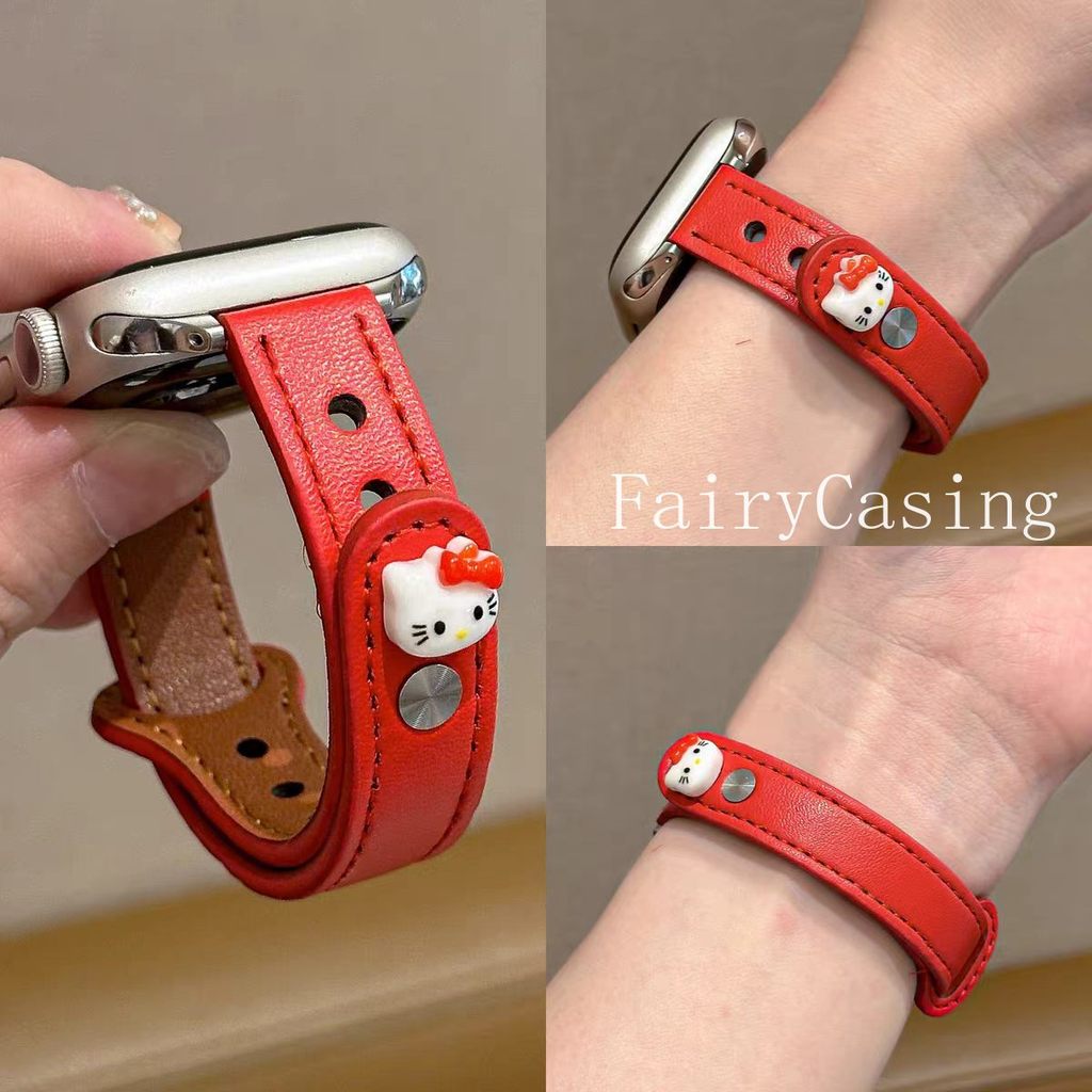 Liên kết kim loại vòng da dễ thương cho Apple Watch Series Ultra 11 10 9 8 7 6 38mm 40mm 41mm 42mm 44mm 45mm 46mm Dây đeo