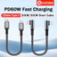 90°Thiết Kế Khuỷu Tay Cáp Sạc Điện Thoại 100W / PD60W Sạc Siêu Nhanh USB Loại C Cáp Nylon Braid Chống Đóng Băng Dây Dữ Liệu Ngắn Cho Power Bank