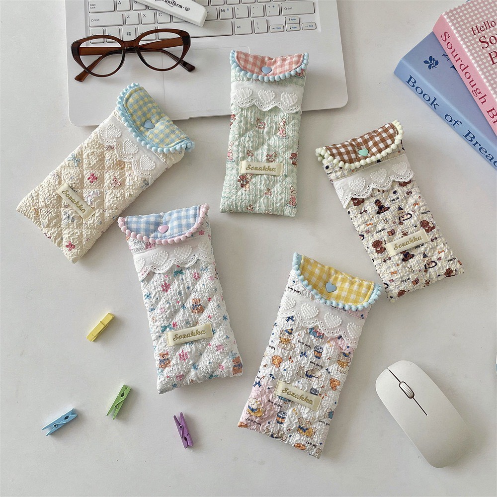 Túi Ví Đựng Kính Mát Mắt Đồ Vật Dụng Linh Tinh Mini Pouch Vải Phao Dễ Thương Nhiều Màu Sắc