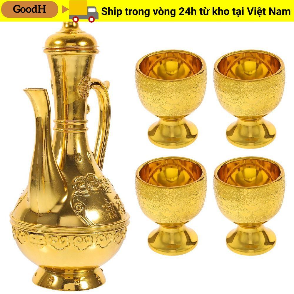 Cốc Đền Vàng GOODH, Nồi Trà Trang Trí Cổ Điển, Kính Rượu Gia Đình Cổ Điển Trang Trí