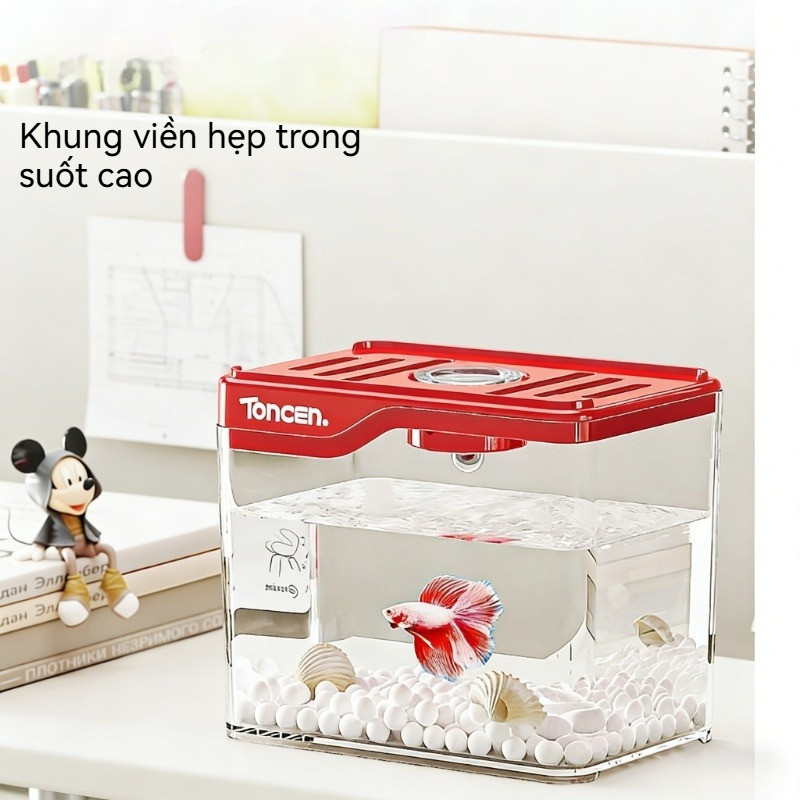 Bể cá mini để bàn cao cấp,Kèm đèn LED,bể Cá Mini Văn Phòng đẹp,Trang Trí Văn Phòng Và Phòng Khác,Dễ vệ sinh