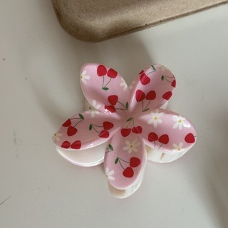 Kẹp tóc cao cấp họa tiết hoa kẻ sọc Frangipani, phù hợp mọi dịp
